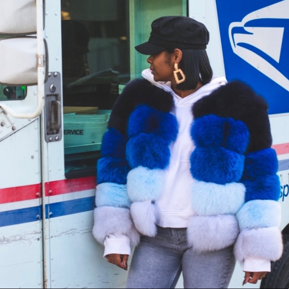 Blue icy fox fur